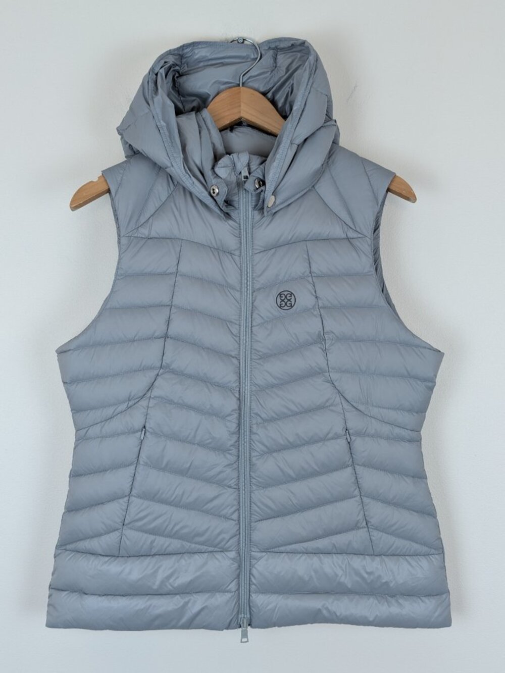 G/Fore Down Filled Full Zip Removable Hood Puffer Vest - Pewter